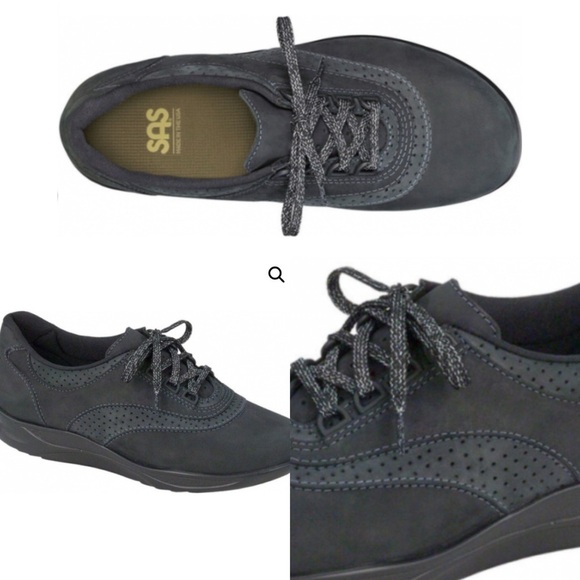 SAS Walk Easy Oxford Nero in Charcoal size 9.5 - Picture 1 of 14